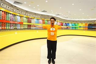 Canto-pop star Eason Chan at the M&M&#8217;s World concept store in Shanghai.