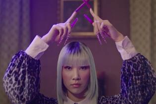 Woman with long acrylic nails