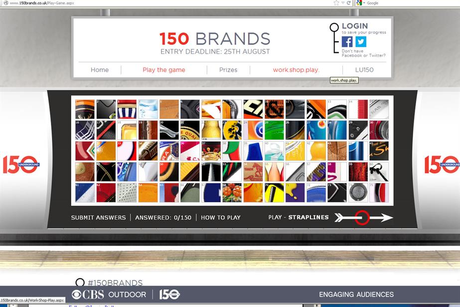 CBS Outdoor: unveils its 150 brands Tube-themed game