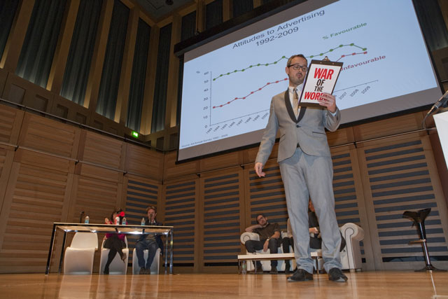Justin Gibbons of Work Research, War of the Words' compere, keeps the show moving