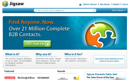 Jigsaw: contact database of more than 21 million professionals