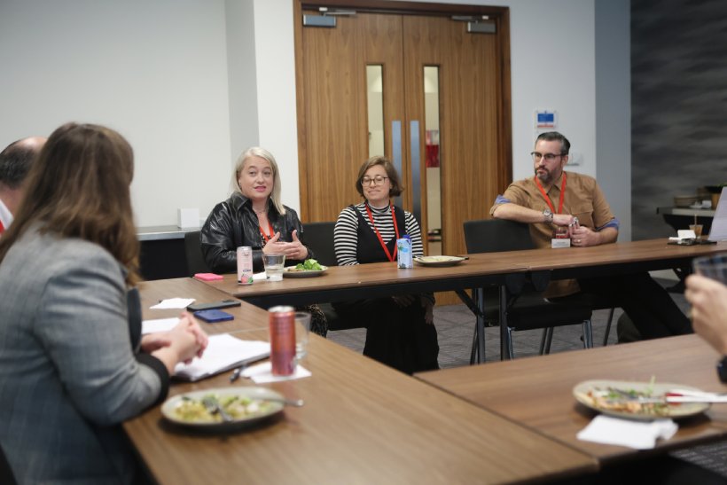 Lunch discussion with people round tables