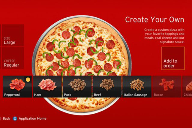 Pizza Hut: app allows gamers to place orders via their Xbox consoles