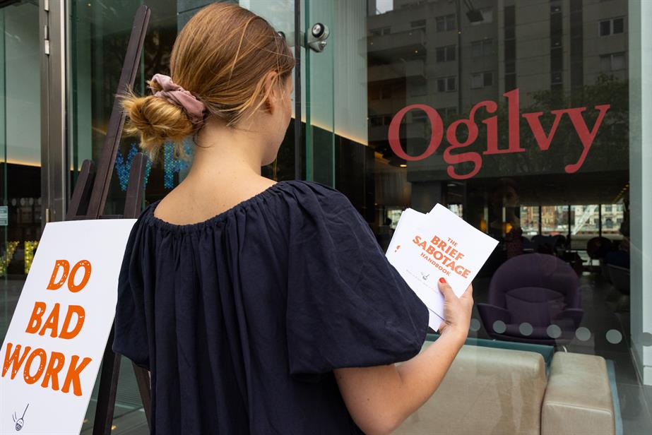 A young creative from Glimpse stands outside Ogilvy’s office in London 