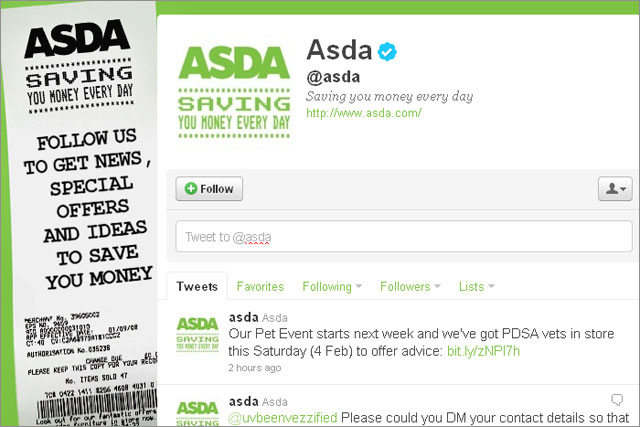 Asda: revamps Twitter page