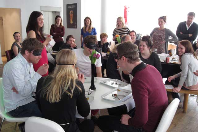 Red Brick Road staff doing a blind taste test