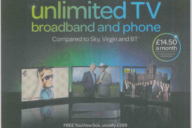 Talk Talk: press ad that sparked clash with fellow YouView partner BT
