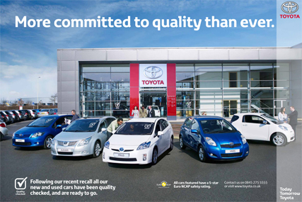 Toyota: print ad following a previous recall in 2010