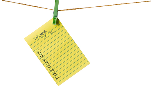 A list of things to do hung up on a peg