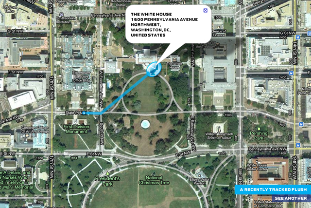 Domestos: flush tracker app zooms in to The Whitehouse