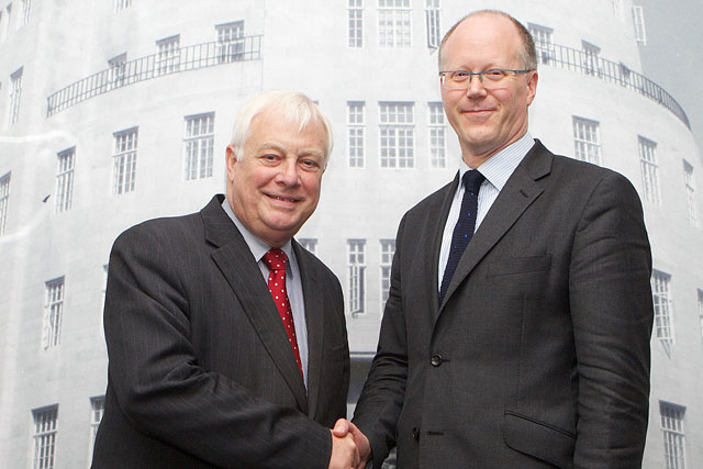 Lord Patten (l) and George Entwistle: new director-general is former Newsnight editor