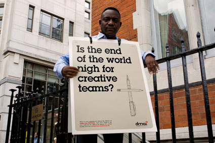 Burke: sandwich board stunt part of campaign to stimulate discussion and promote the DMA 2009 awards