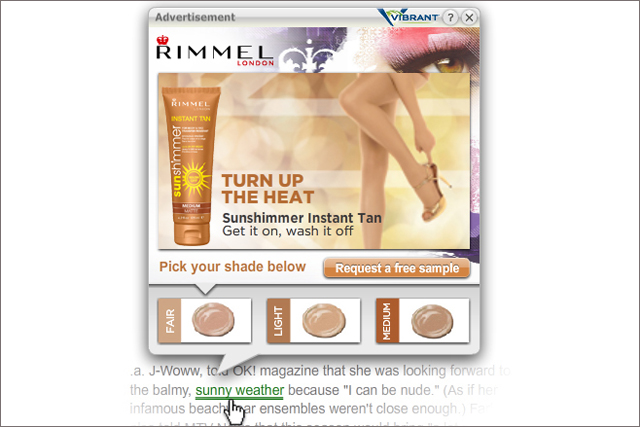 Rimmel: promotes latest products via interactive in-text ads