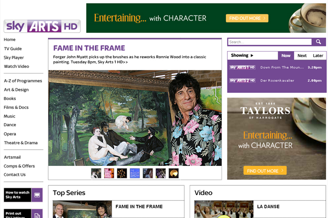 Taylors of Harrogate: sponsors Sky Arts online
