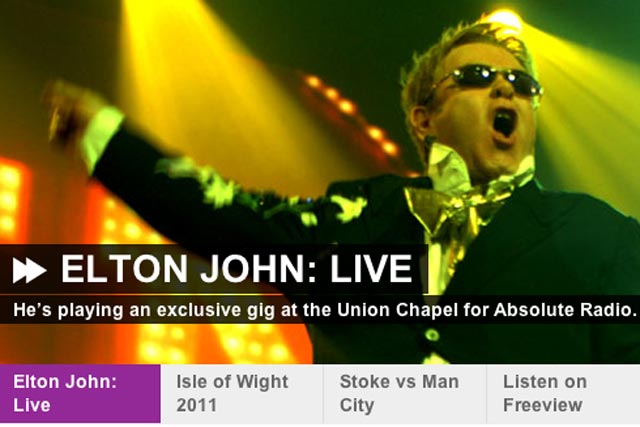 Absolute Radio: to stream Elton John gig in high-definition audio