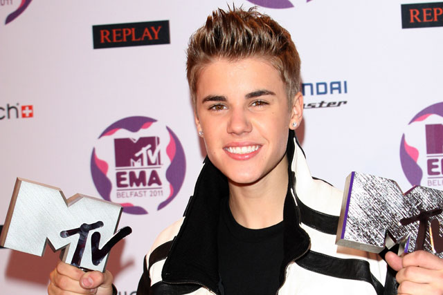 Justin Bieber: wins Best Pop and Best Male at the MTV Europe Music Awards in Belfast