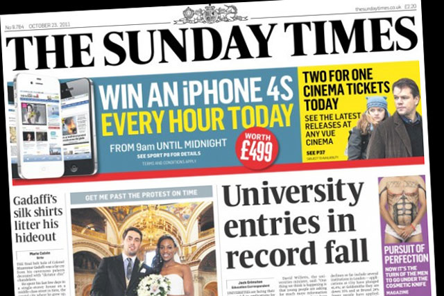 The Sunday Times: fell 8.5% year on year to 967,990 copies