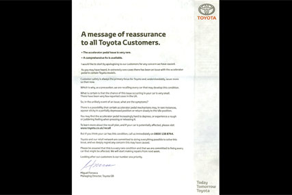 Toyota ad: aimed at reassuring customers