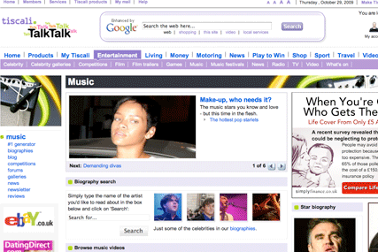 Tiscali: has launched Music For Life download service