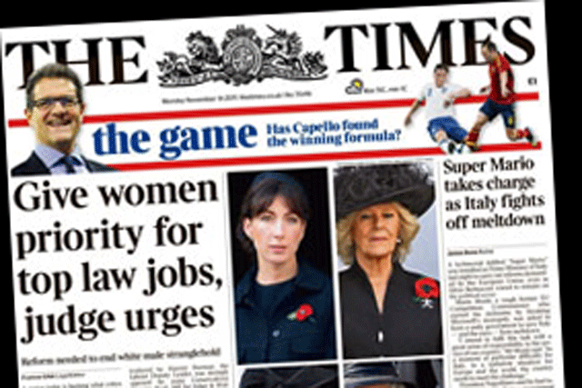 The Times: ad highlights lower cover price compared to rivals