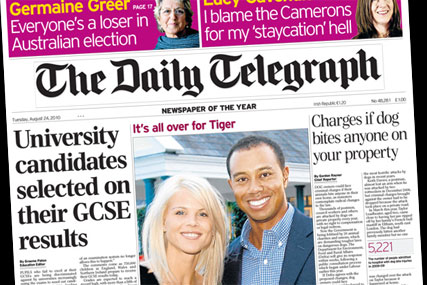 The Daily Telegraph: Exam results make headlines