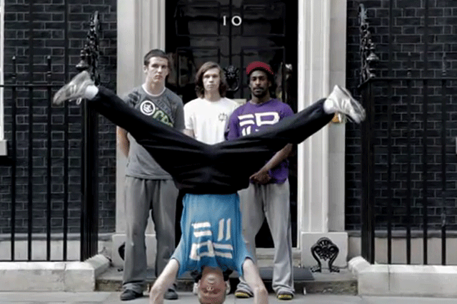 Somewhereto_: campaign features free runners at 10 Downing Street