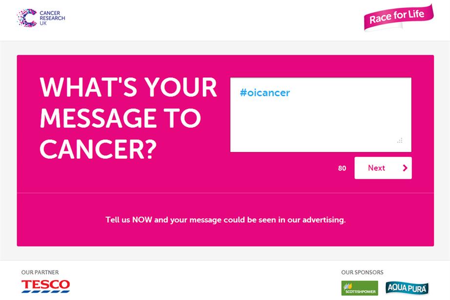 Race for Life: runs "oi cancer" campaign