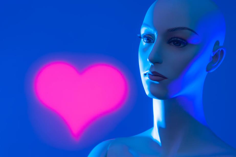 Pink heart with AI generated woman