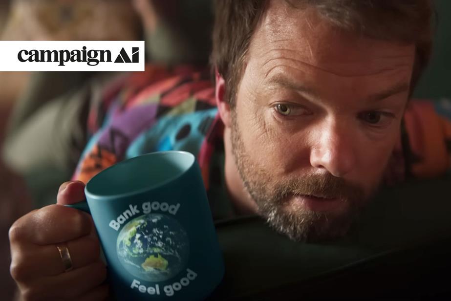 Man holding mug in Suncorp ad
