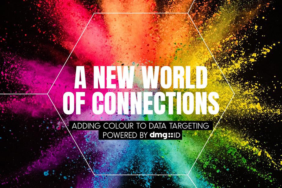paint powder in a circle grapcic with a new world of conntections in white text across it