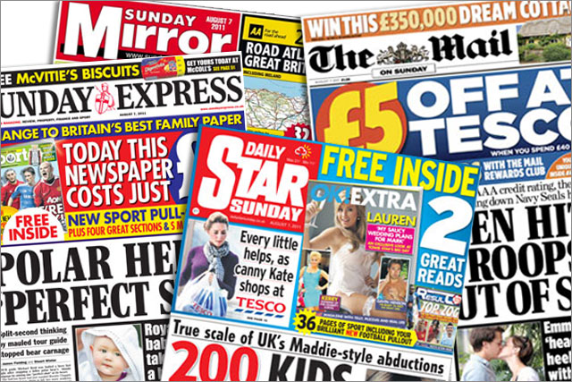 Sunday tabloids: rocket 66% following NotW closure