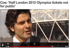 Event editor Jeremy King on the BBC talking about hospitality at the Olympics