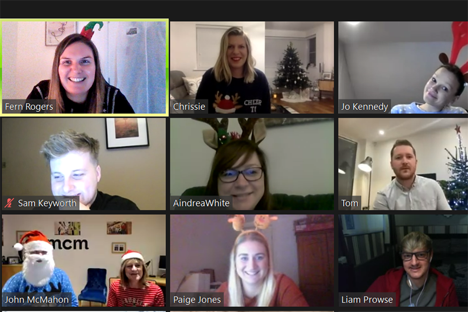 MCM employees on a Christmas Zoom call