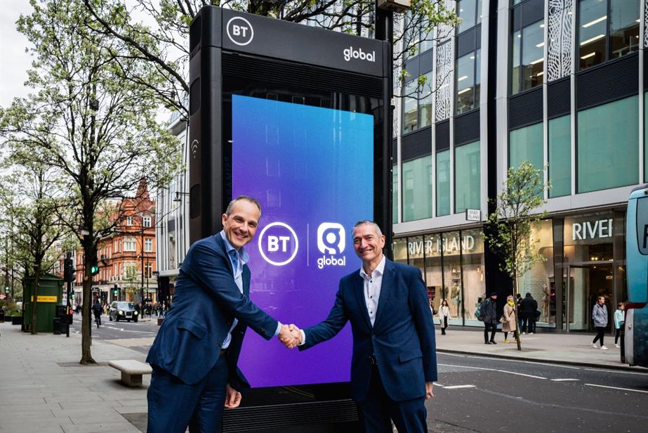 From left to right: Bas Burger (chief executive, business at BT) and Stephen Miron (Global’s Group chief executive).