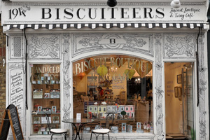 Biscuiteers' shop and biscuit icing cafe in London's Notting Hill