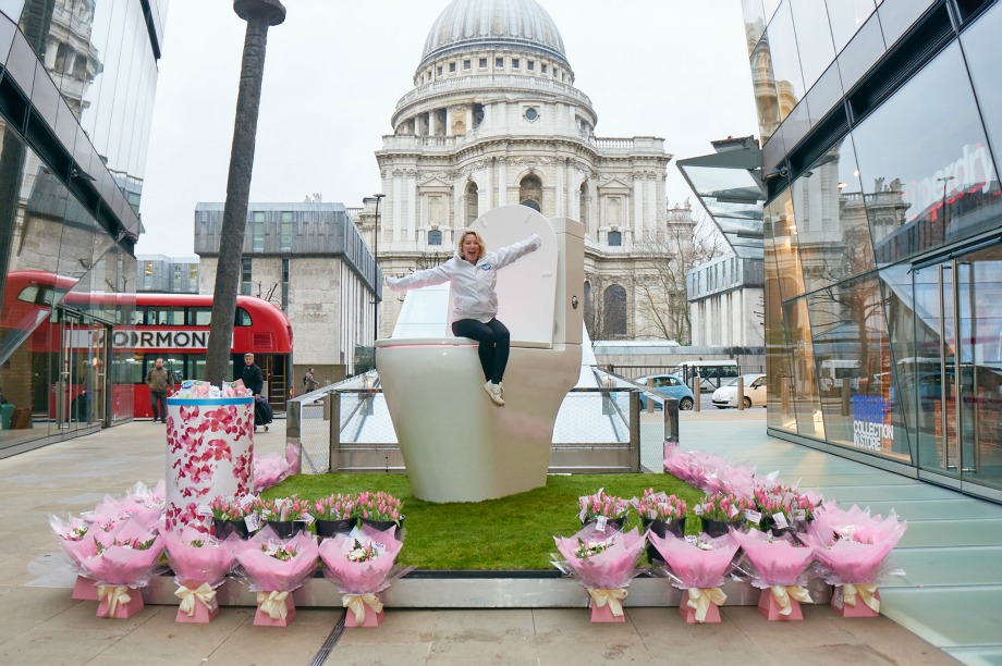 Passers-by are being invited to flush their Monday blues away via the 2.5-metre high toilet