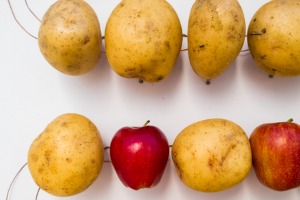 The installation consisted of 800 potatoes and apples