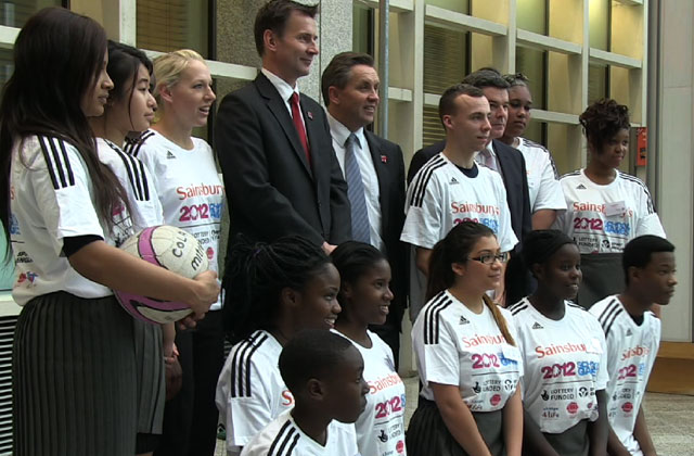 Jeremy Hunt and Justin King: join school children to promote the 2012 School Games