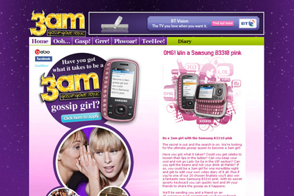 3am.co.uk: featuring Samsung handset promotion