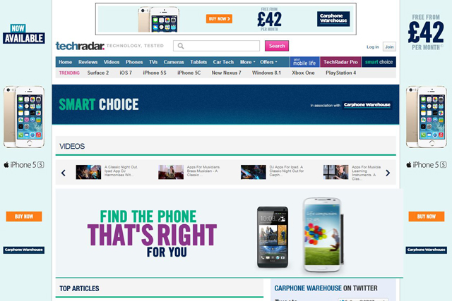 TechRadar: signs deal with Carphone Warehouse