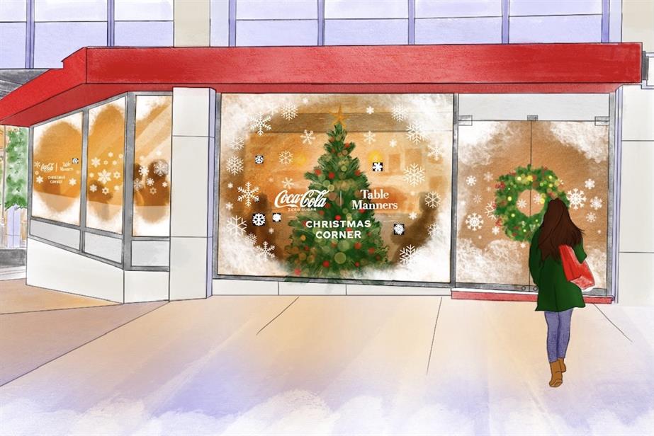 Illustration of Coca-Cola's Christmas corner