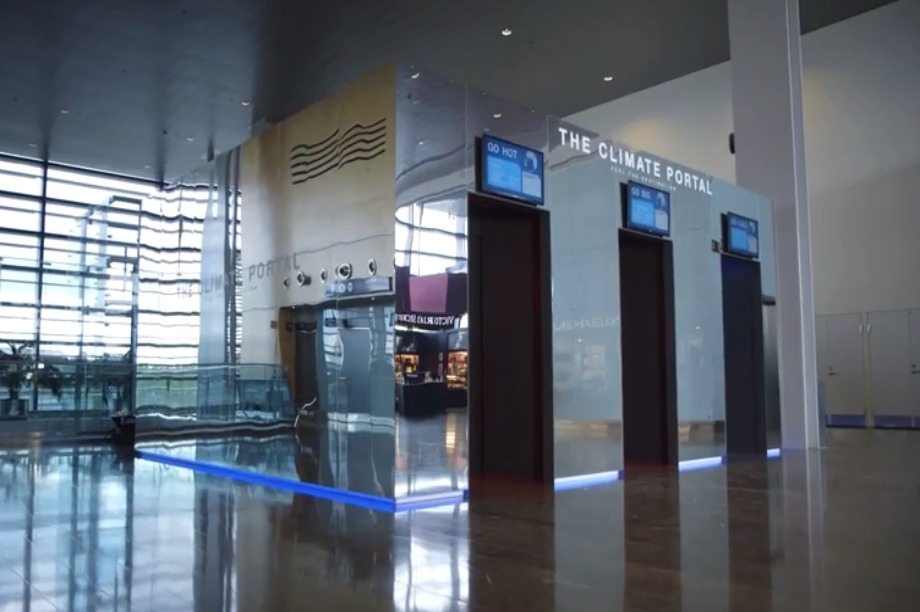 The Climate Portal replicates the live temperatures of up to three destinations (image: video screenshot)