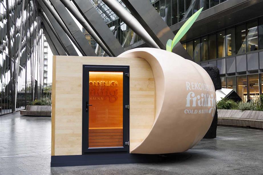 A shot of the outside of the cold sauna at Broadgate in Liverpool Street