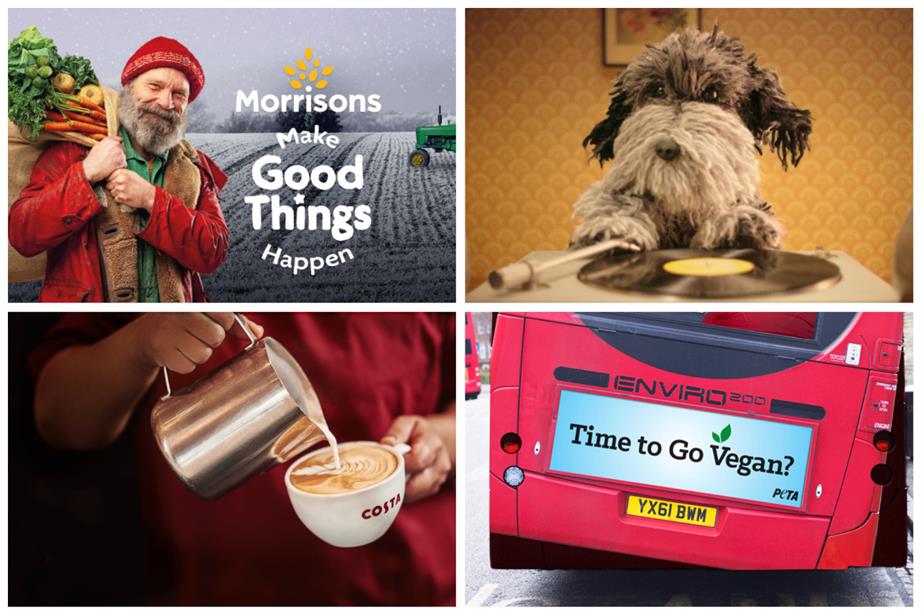 Clockwise from top left: Morrisons, The AA, Peta UK and Costa Coffee
