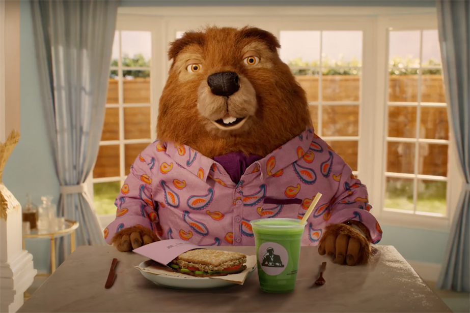 A beaver tucks into Joe and the Juice food 