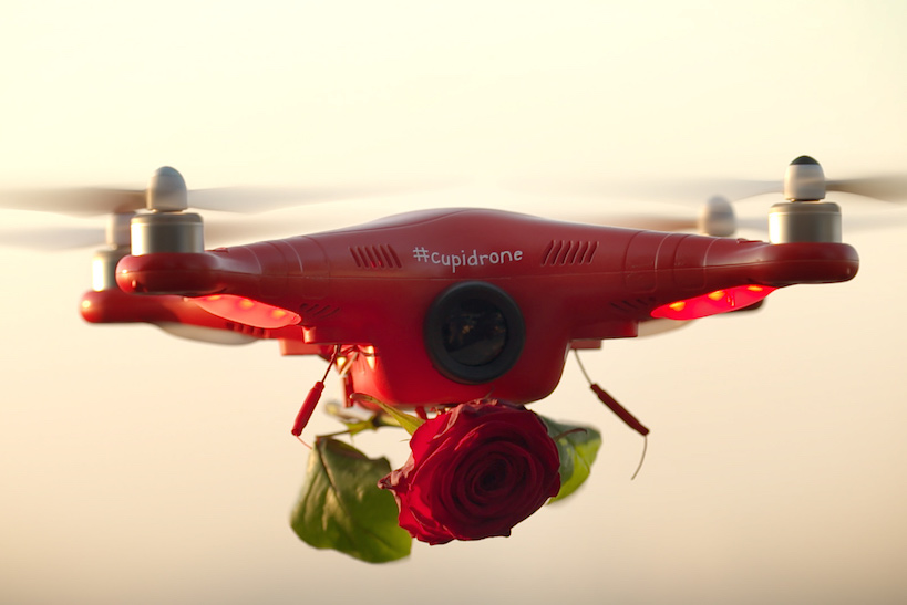 The #cupidrone dropped roses on couples for Valentine's Day