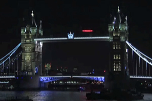 The symbol flew over the Thames to launch the video game