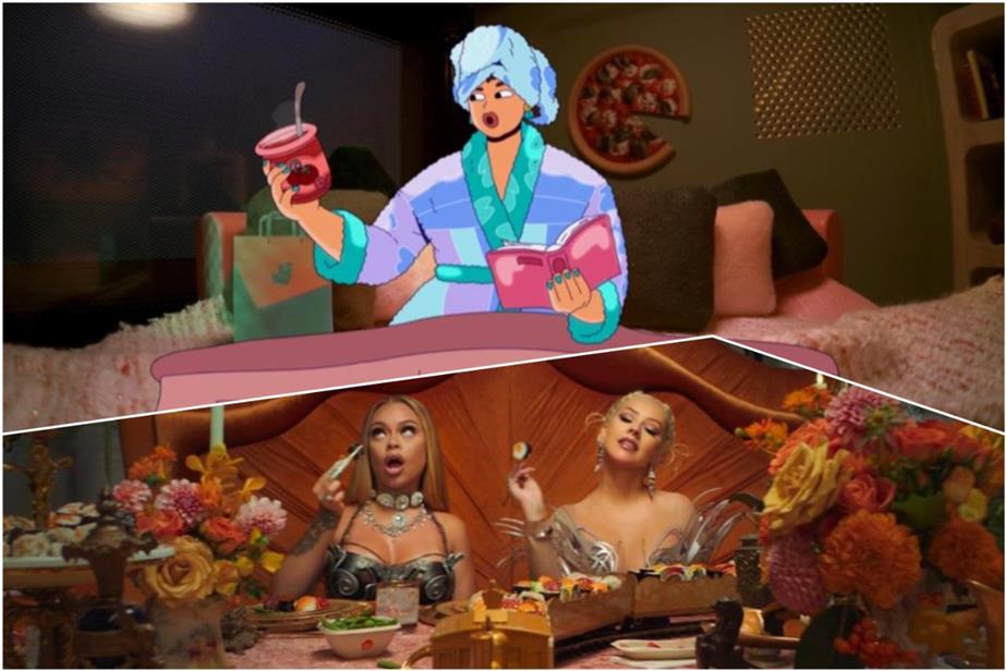 A collage image of stills from recent Deliveroo and Just Eat TV ads