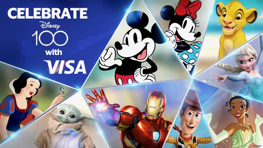 An image depicting Disney's tie-up with Visa for its 100th birthday