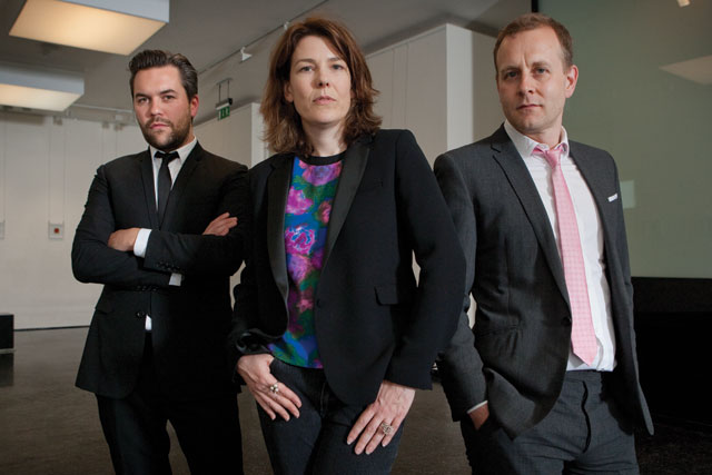 Grey: (l-r) Nils Leonard, Lucy Jameson and Chris Hirst